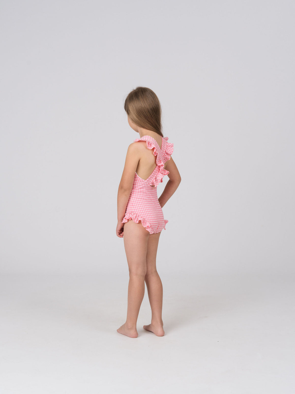 Tabitha Girls One Piece in Pink Tourmaline Gingham