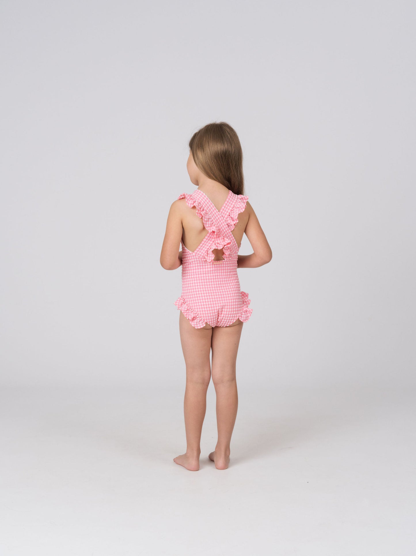 Tabitha Girls One Piece in Pink Tourmaline Gingham