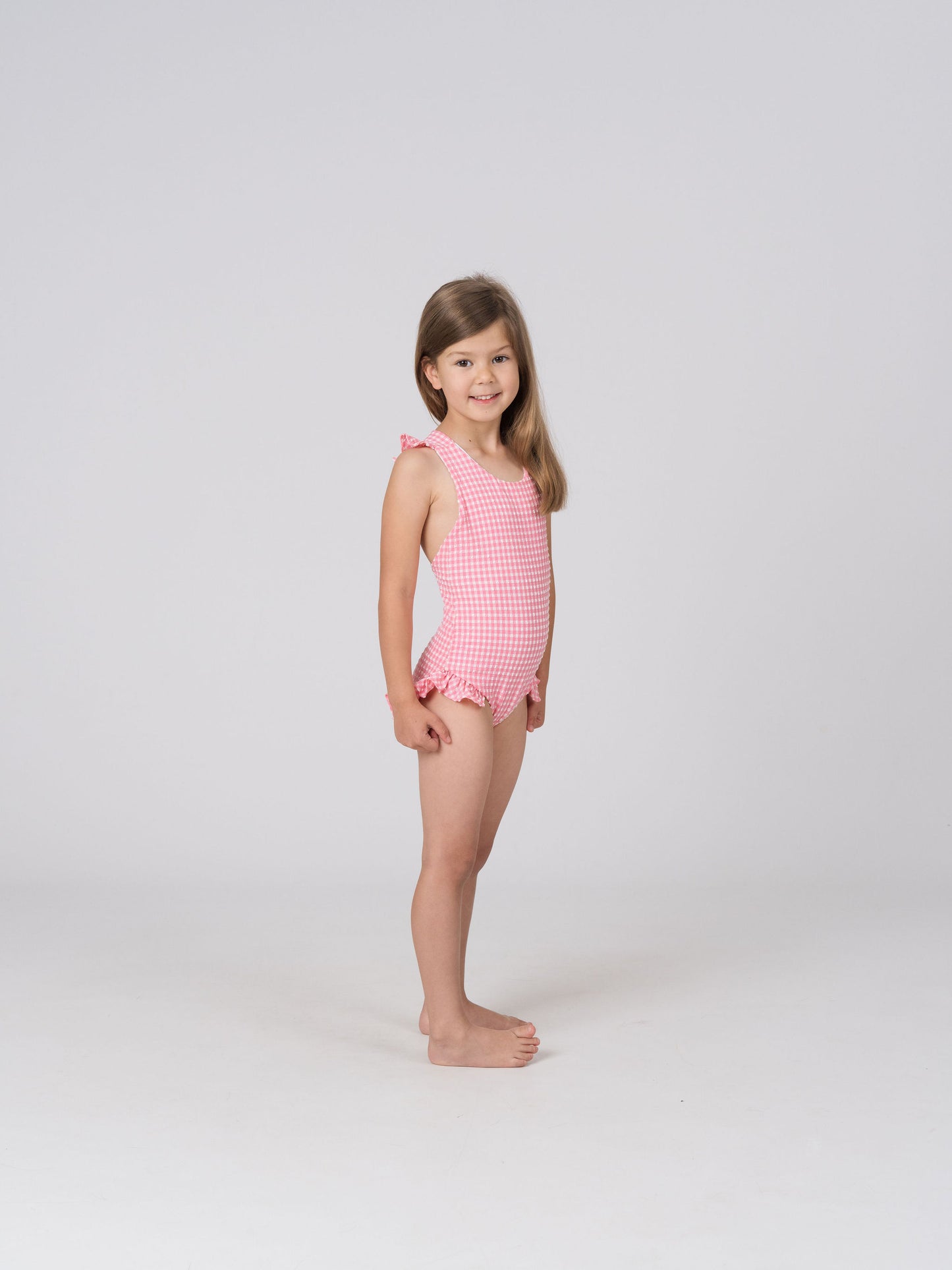 Tabitha Girls One Piece in Pink Tourmaline Gingham