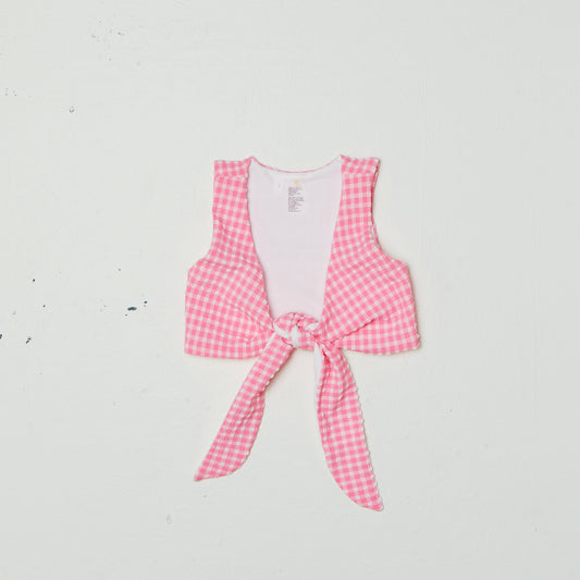 Rosie Girls Top in Pink Tourmaline Gingham