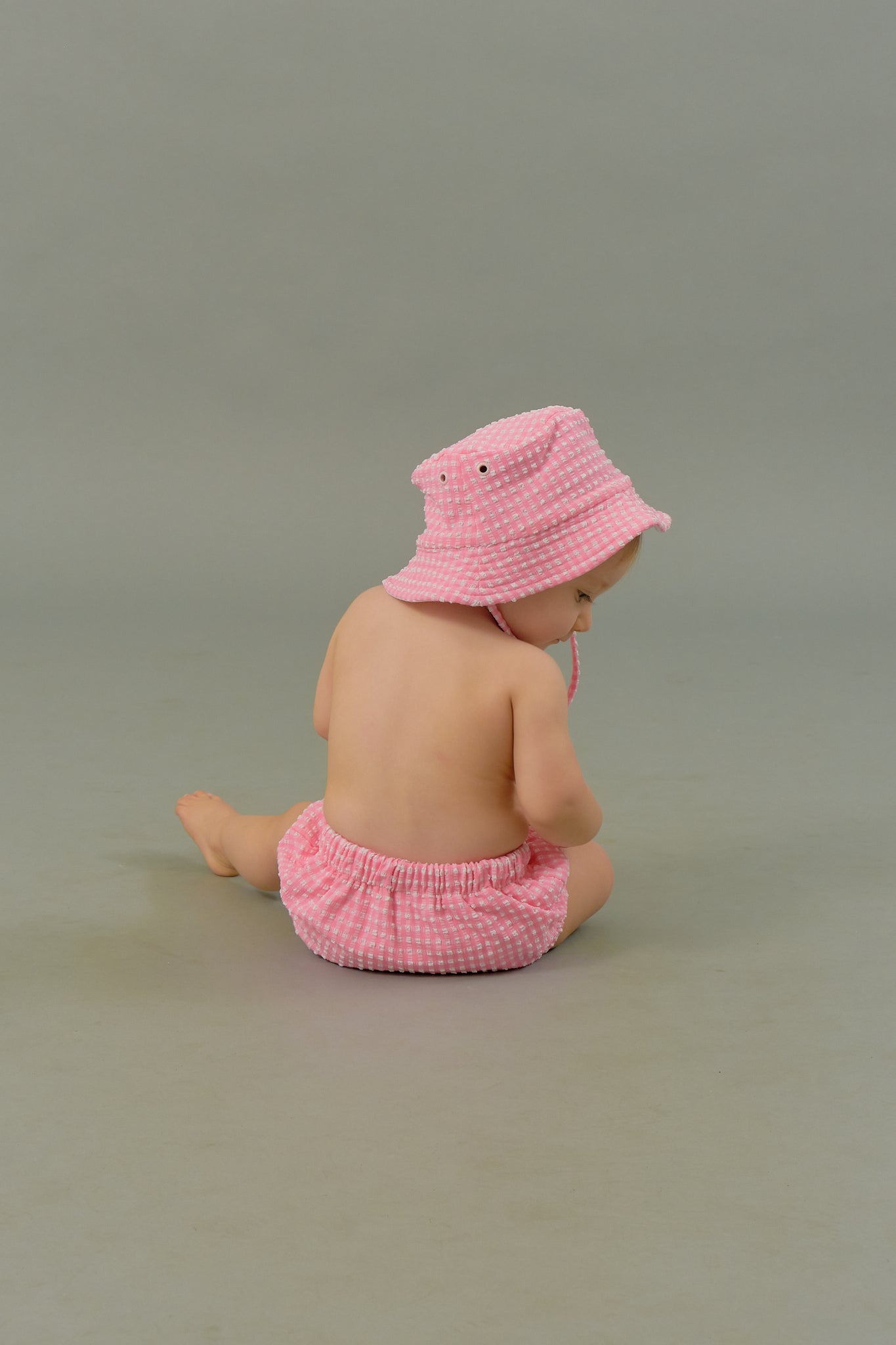 Kids Bucket Hat in Pink Tourmaline Gingham
