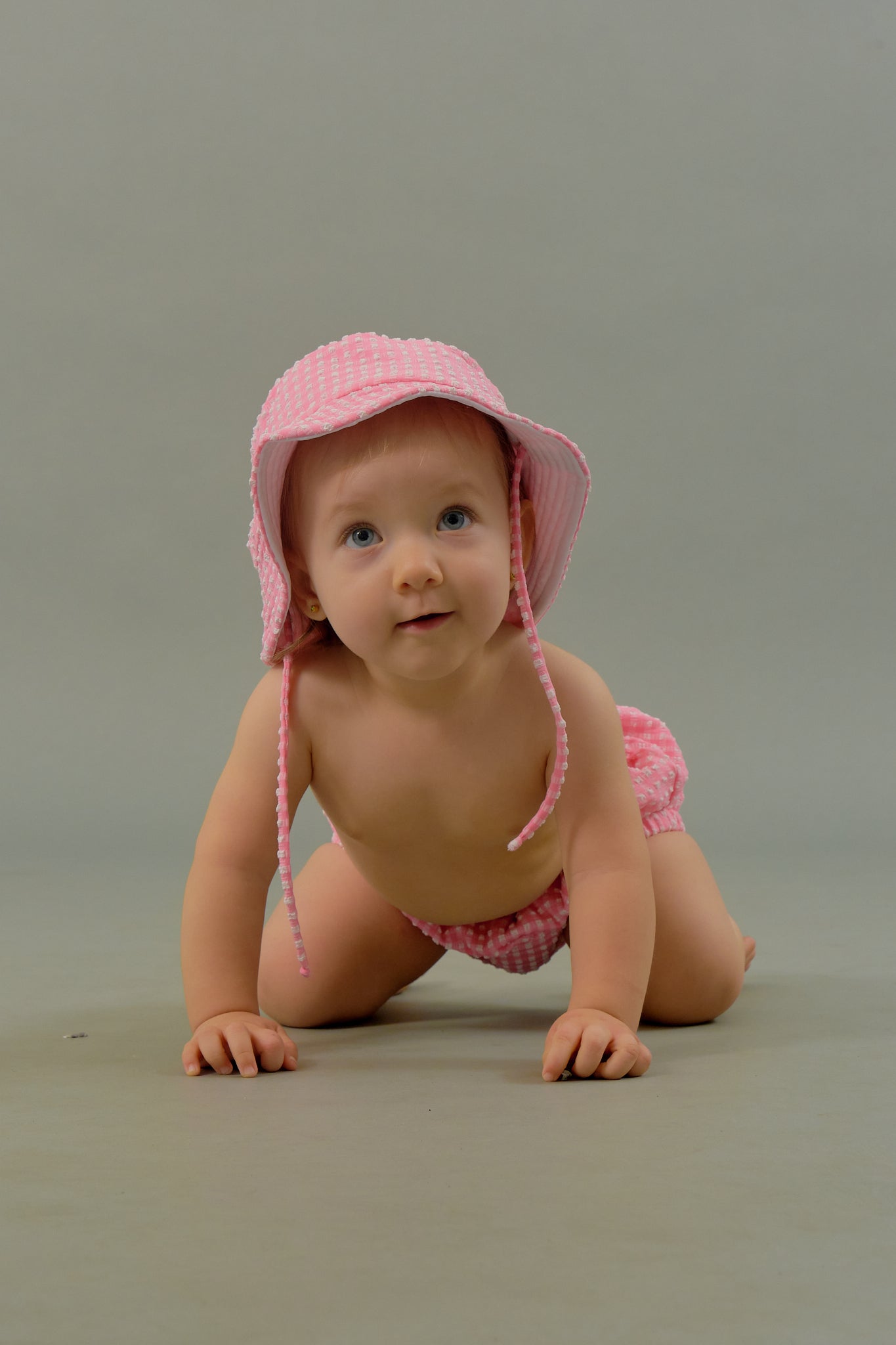 Kids Bucket Hat in Pink Tourmaline Gingham