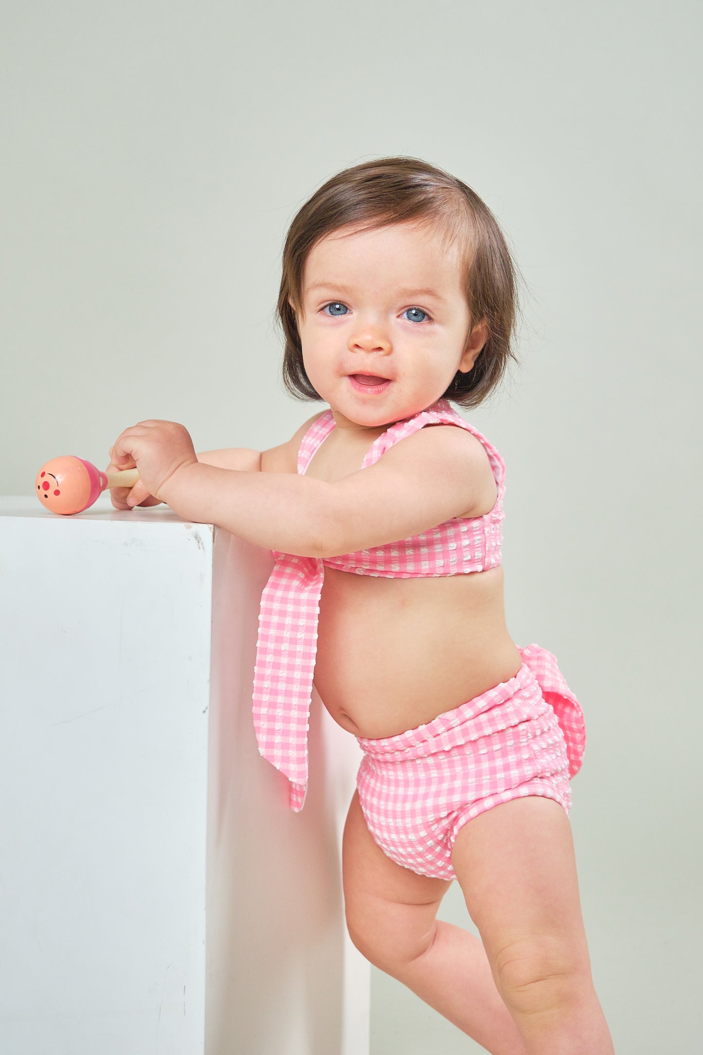 Rosie Girls Top in Pink Tourmaline Gingham