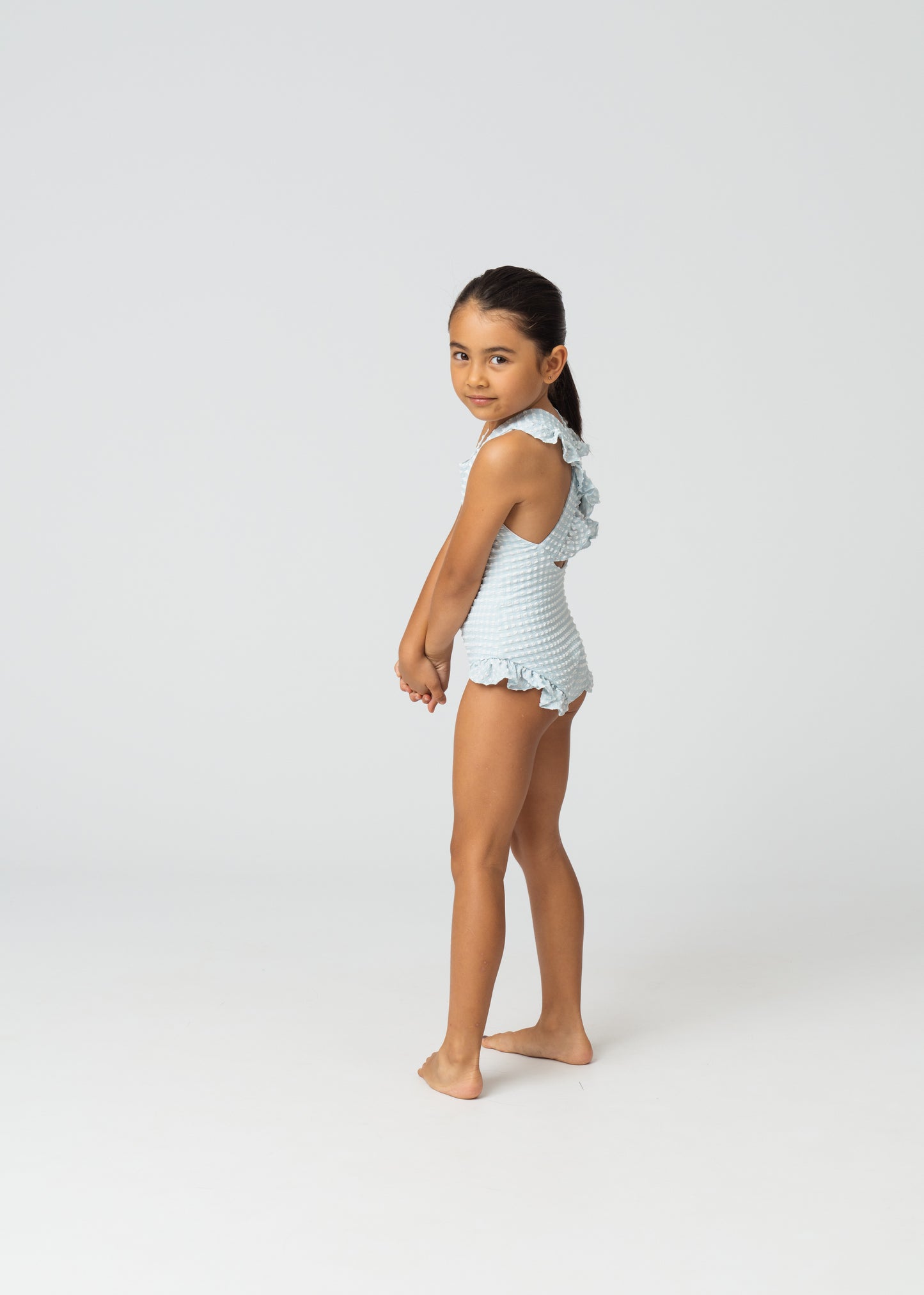 Tabitha Girls One Piece in Aquamarine Gingham