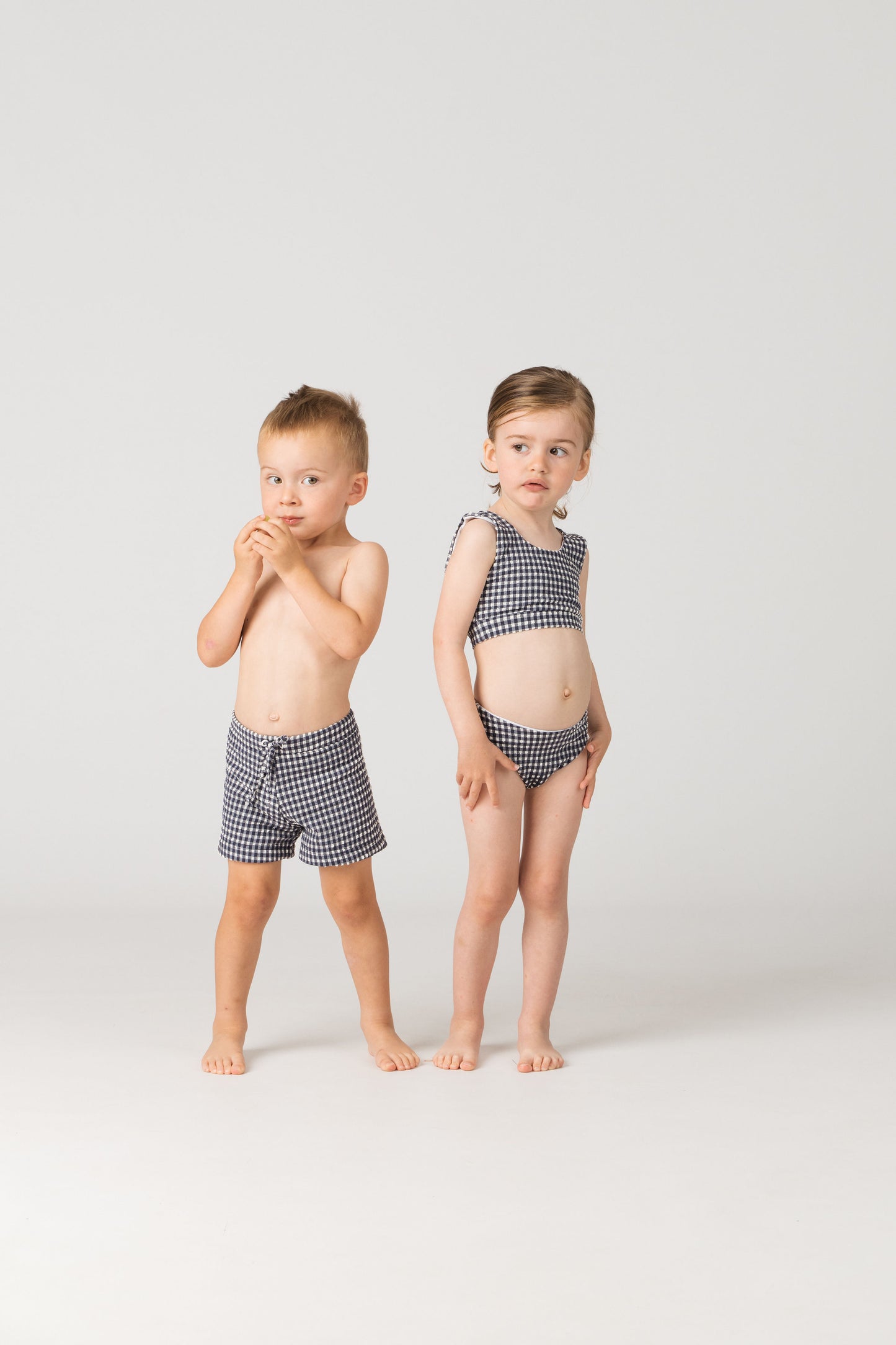 Baby Swim Trunks in Sapphire Gingham