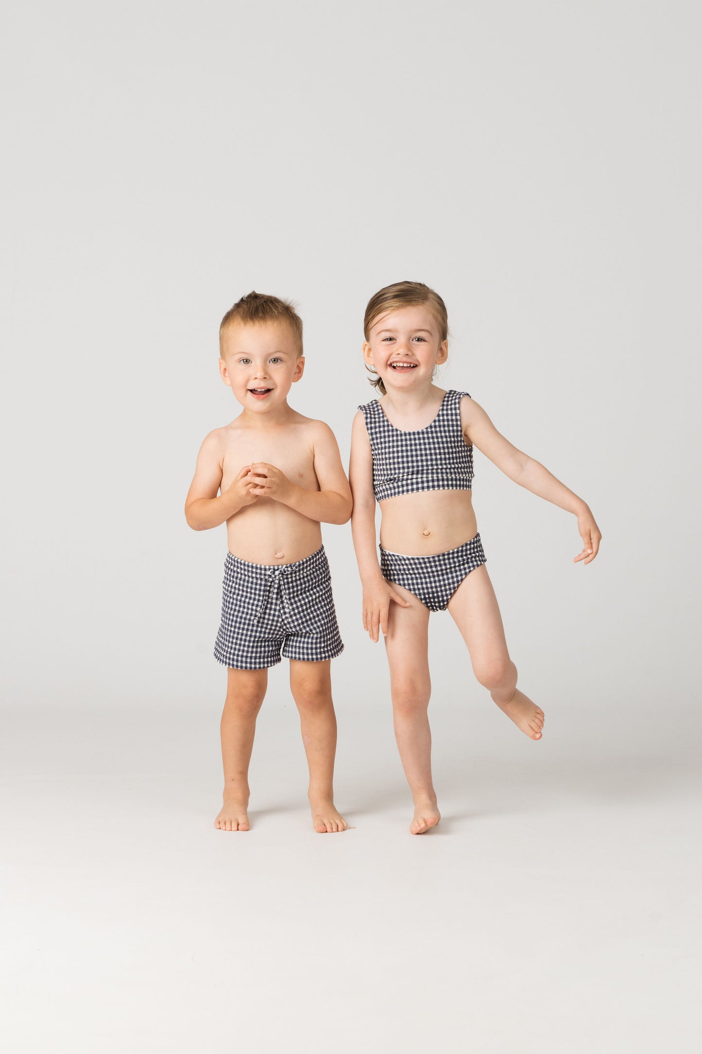 Madeline Girls Bikini Top in Sapphire Gingham