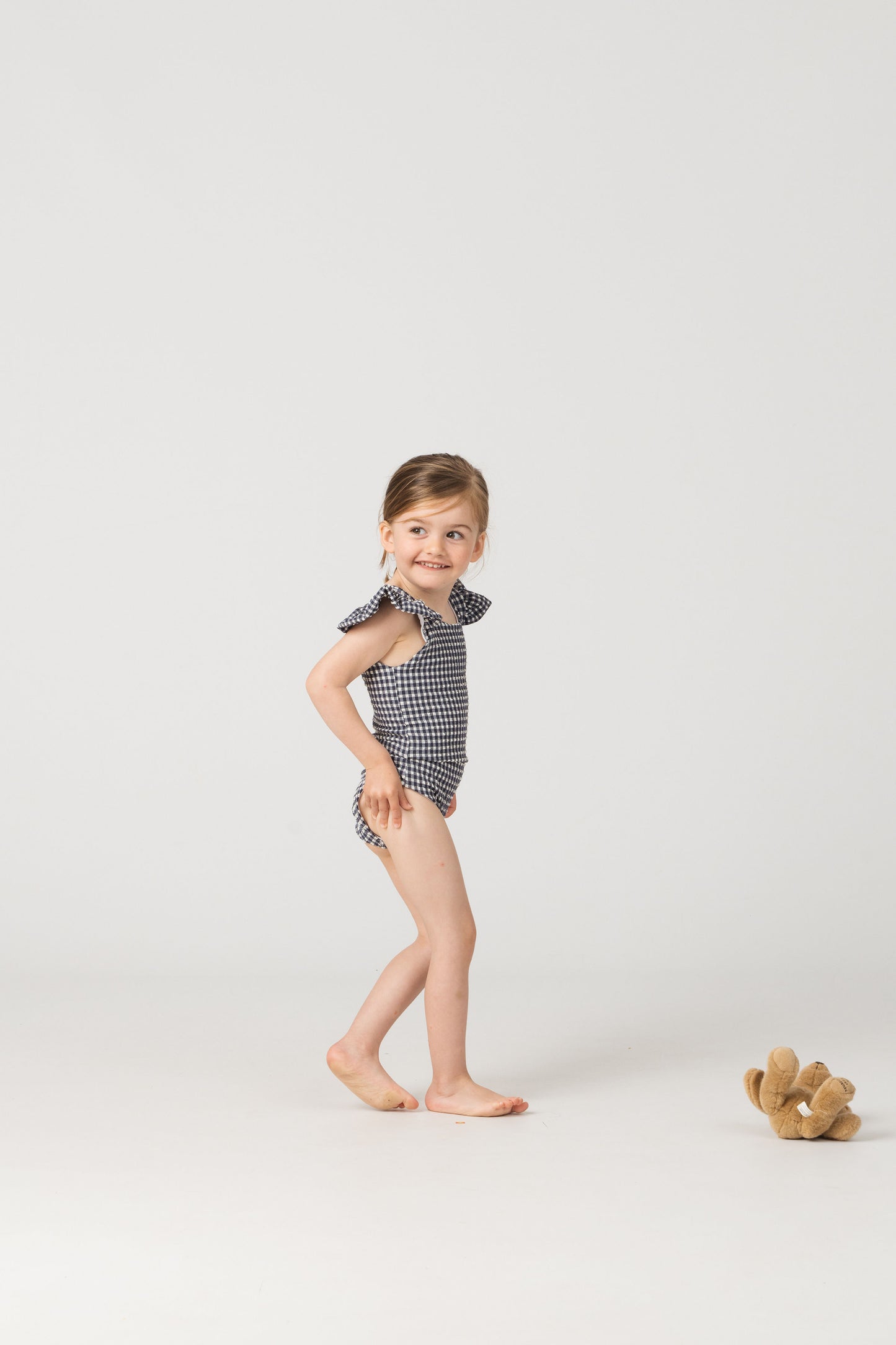 Leonor Girls One Piece in Sapphire Gingham
