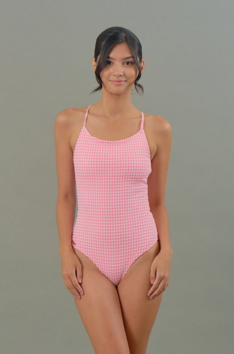 Arabella One Piece in Pink Tourmaline Gingham