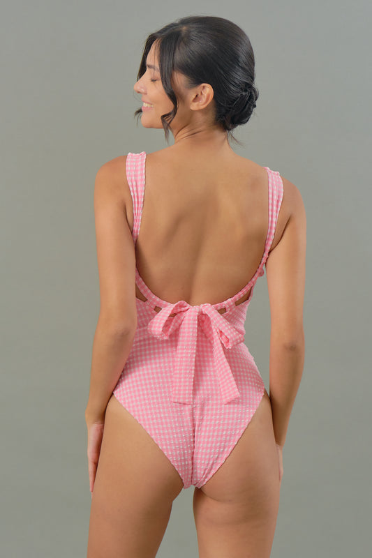 Flora One Piece in Pink Tourmaline Gingham