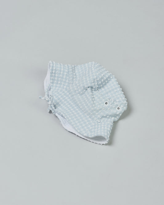 Kids Bucket Hat in Aquamarine Gingham
