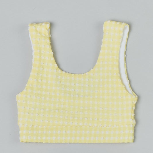 Madeline Girl's Bikini Top in Citrine Gingham