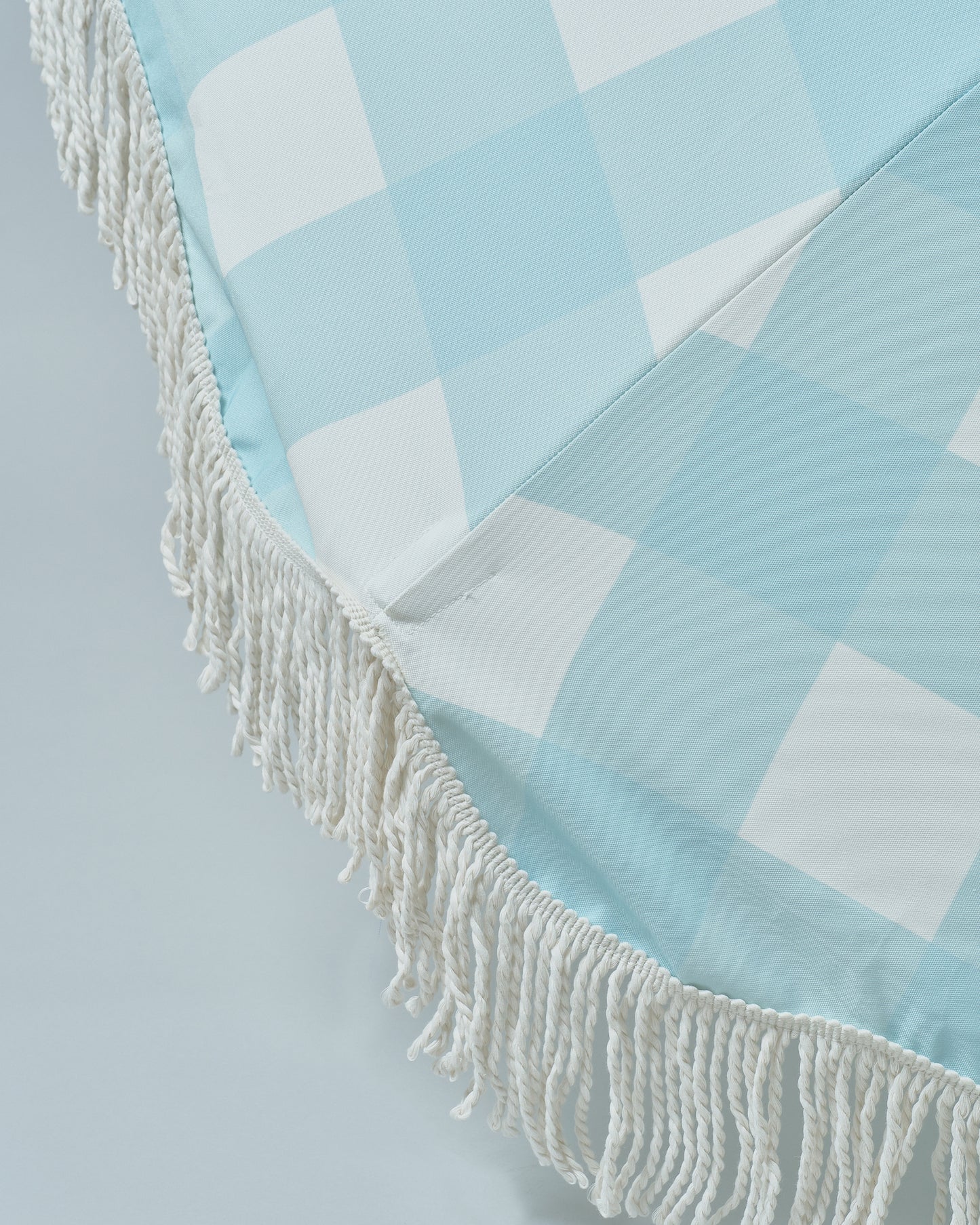 Premium Beach Umbrella in Aquamarine Buffalo Check