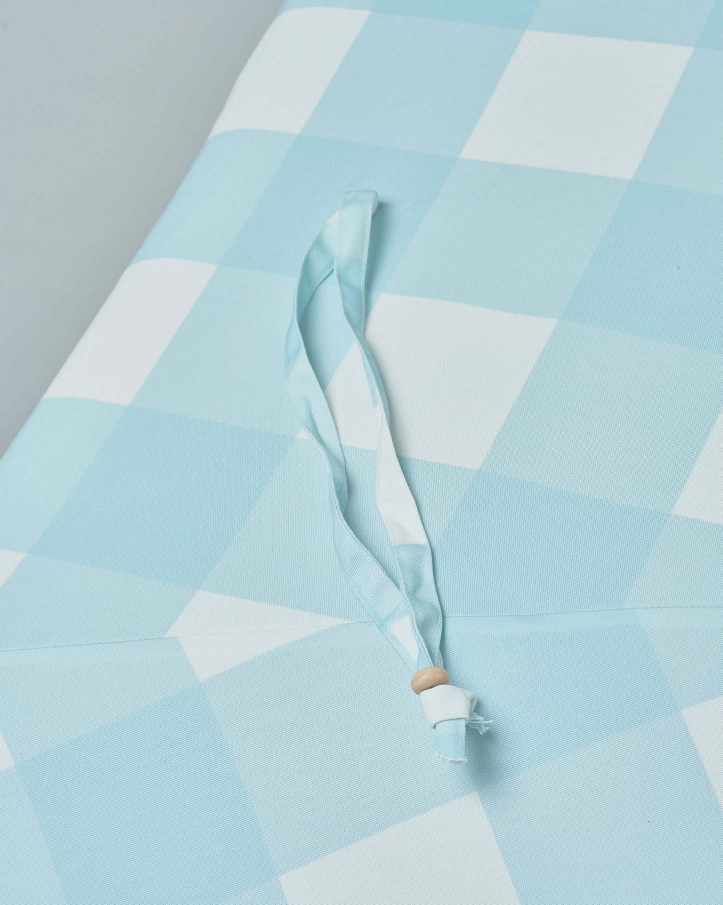 Premium Beach Umbrella in Aquamarine Buffalo Check