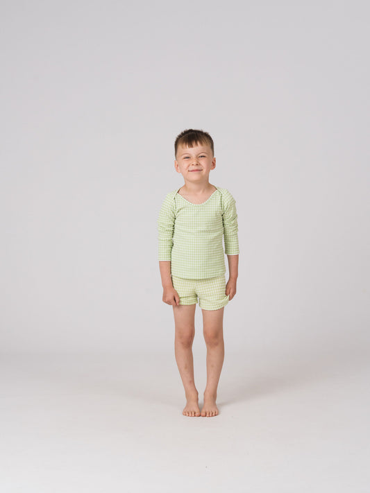 Rashie Top in Jade Gingham