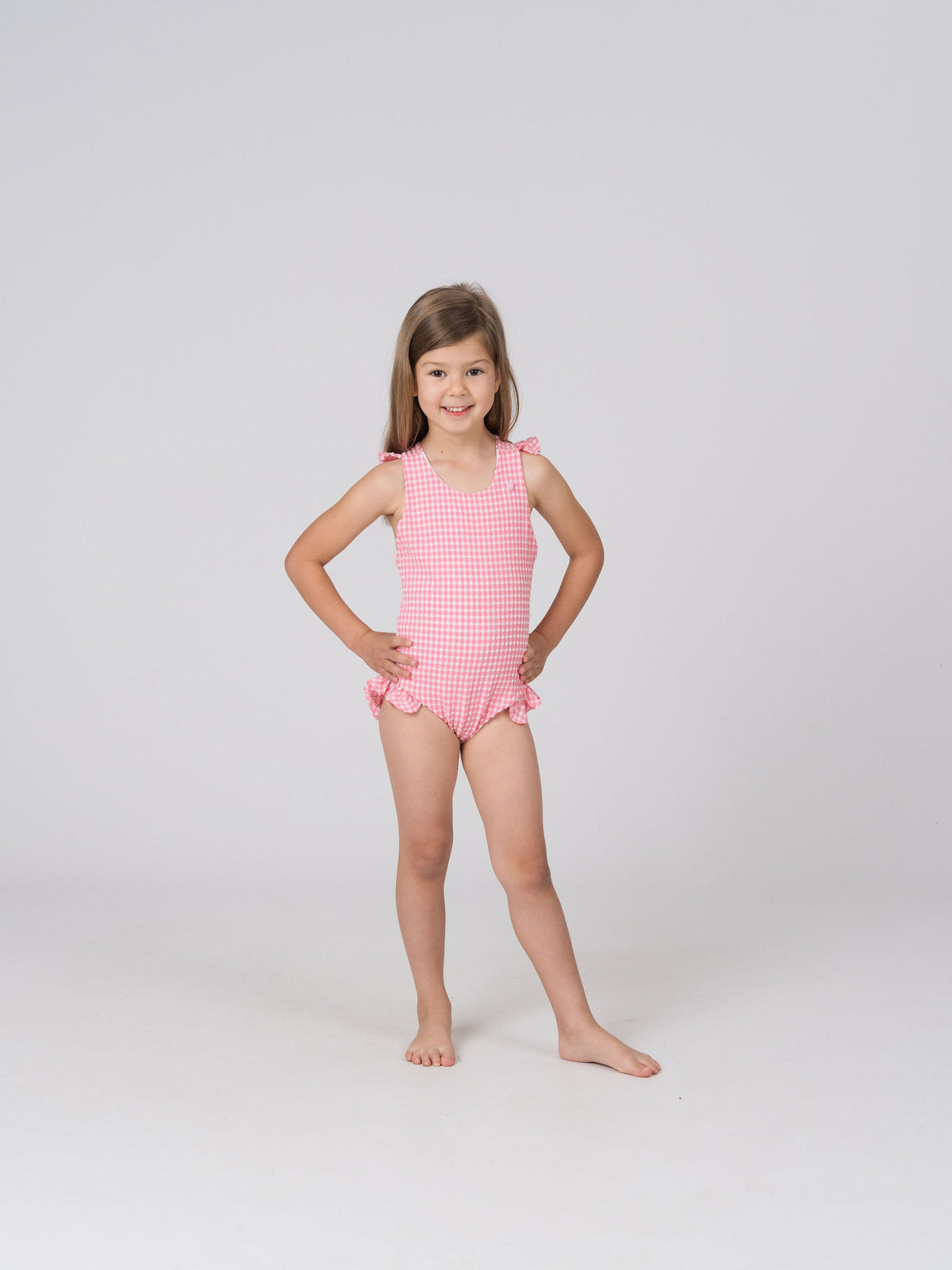 Tabitha Girls One Piece in Pink Tourmaline Gingham