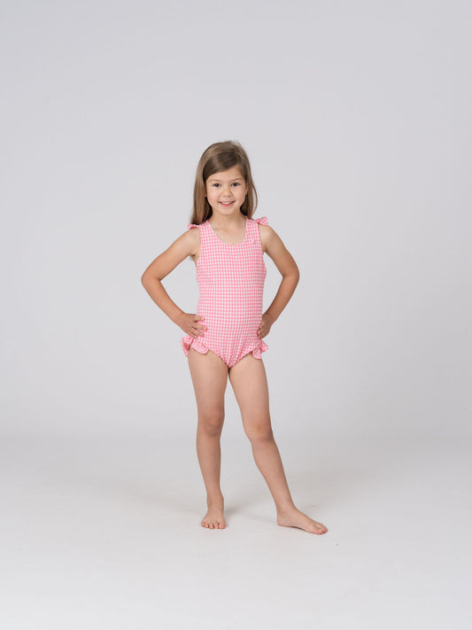 Tabitha Girls One Piece in Pink Tourmaline Gingham