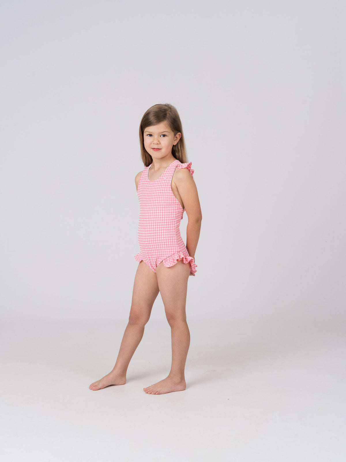 Tabitha Girls One Piece in Pink Tourmaline Gingham