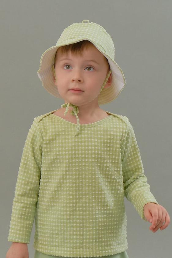 Kids Bucket Hat in Jade Gingham