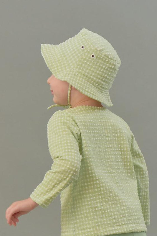 Kids Bucket Hat in Jade Gingham