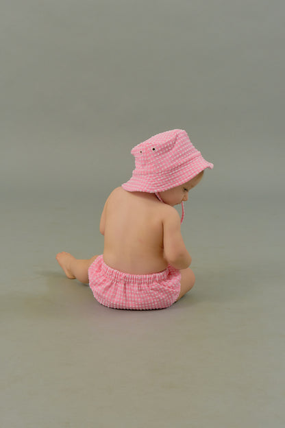 Kids Bucket Hat in Pink Tourmaline Gingham
