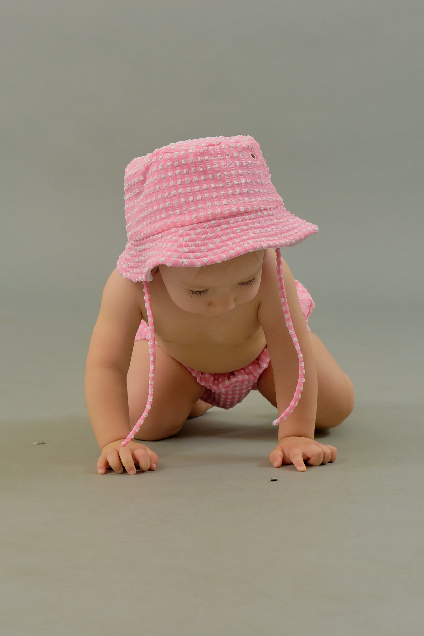Kids Bucket Hat in Pink Tourmaline Gingham