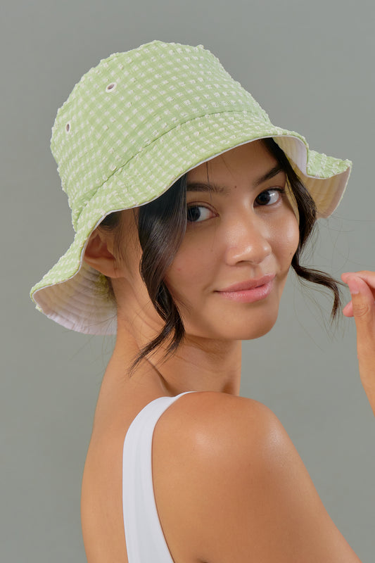 Adult Bucket Hat in Jade Gingham