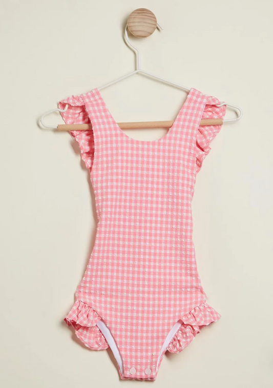 Tabitha Girls One Piece in Pink Tourmaline Gingham