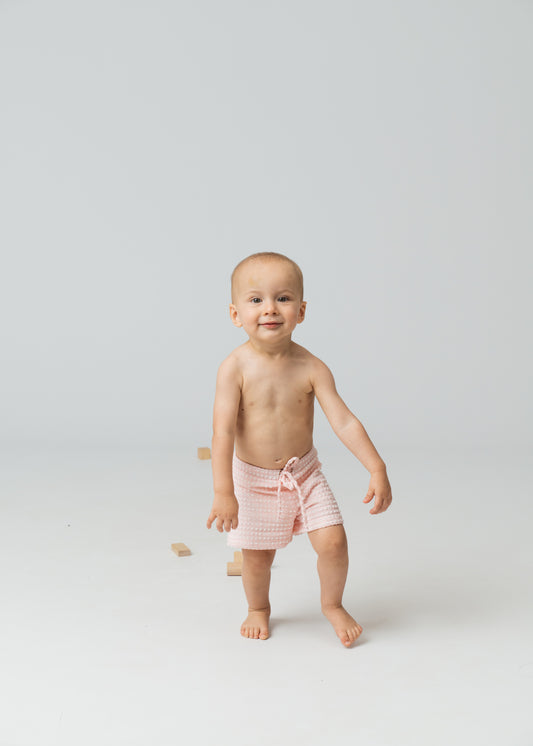 Baby Swim Trunks Rose Quartz Gingham