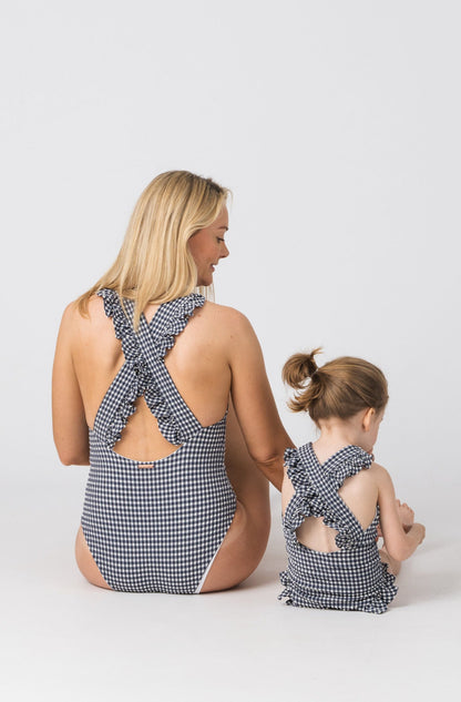 Tabitha Girls One Piece in Sapphire Gingham