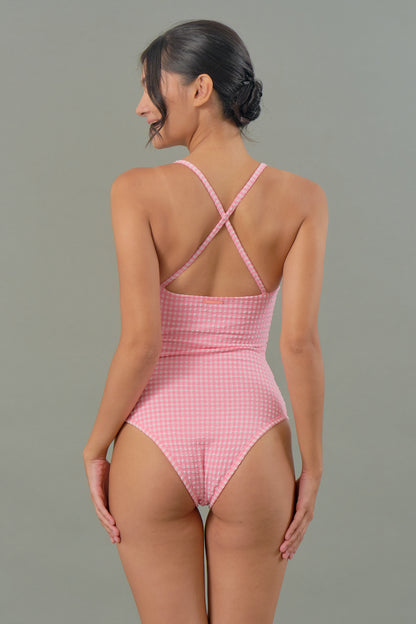 Pia One Piece in Pink Tourmaline Gingham